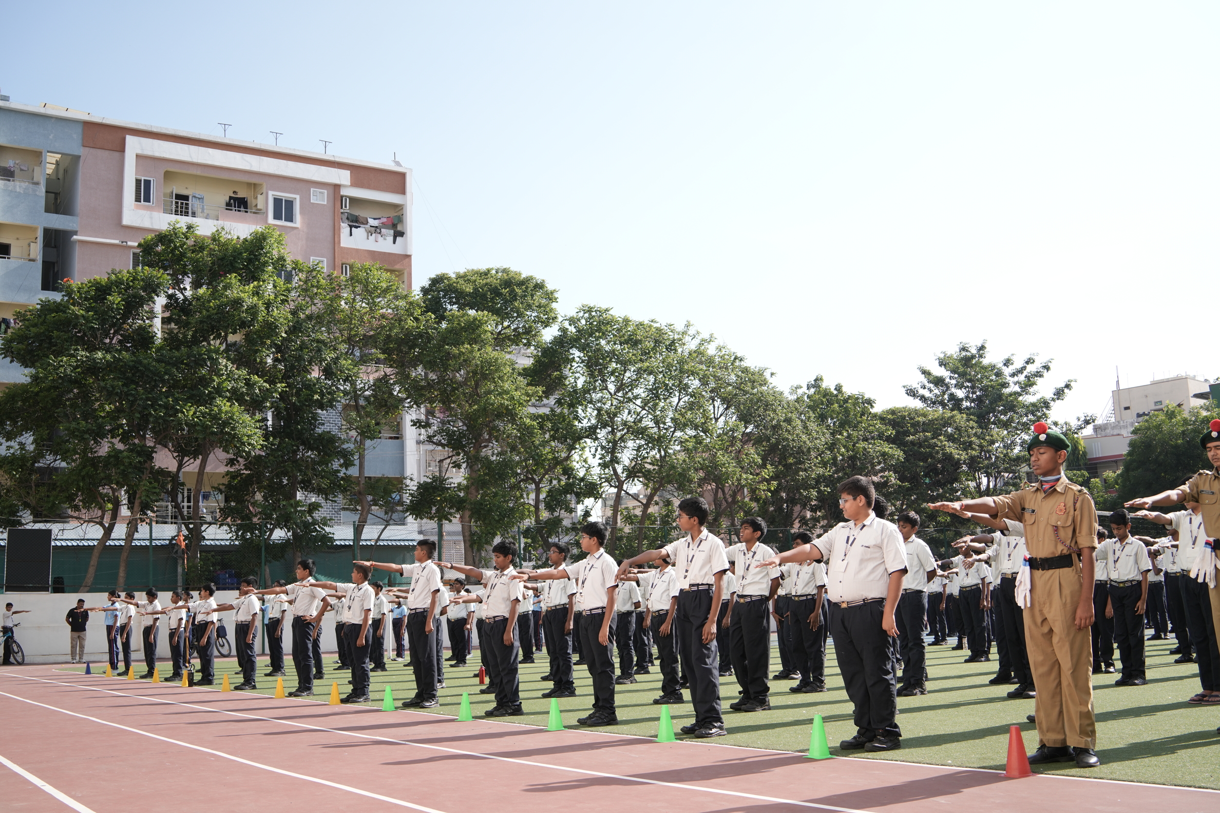 Students presenting at a school assembly